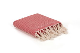 Mijölnir Toalla de Playa Fouta 100% Algodón Roja, 95x190cm, Diseño Panal, Absorbente y Suave para el Verano